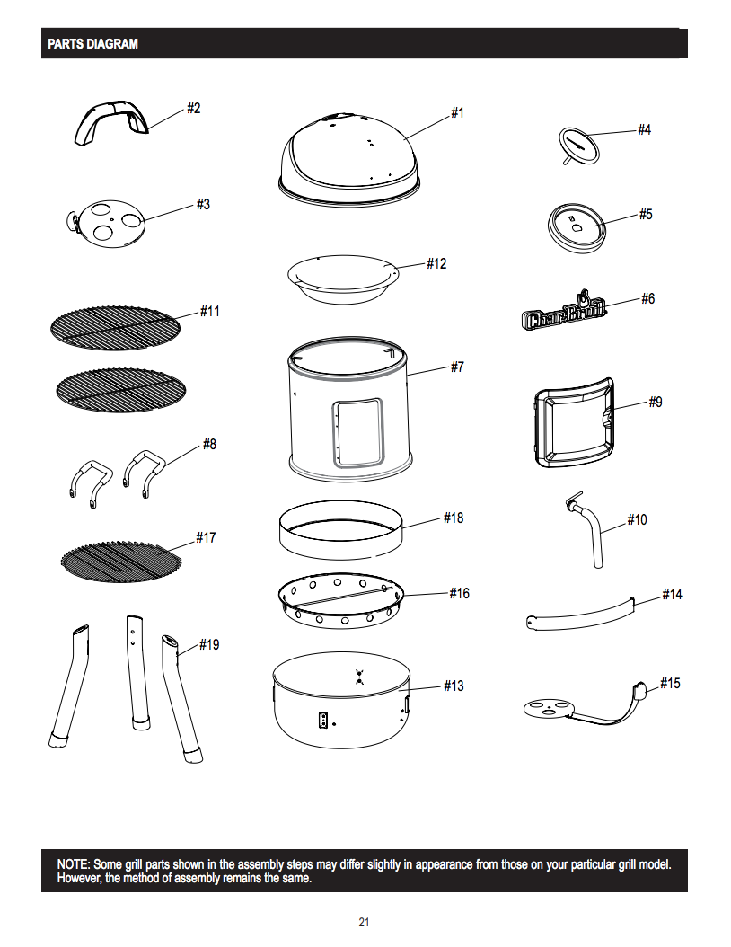 Charbroil Bullet Smoker exploded view